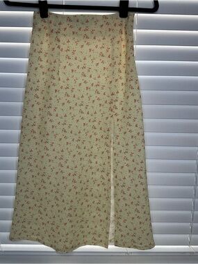Princess Polly floral midi skirt size 0 UK 4 💛 slit summer skirt